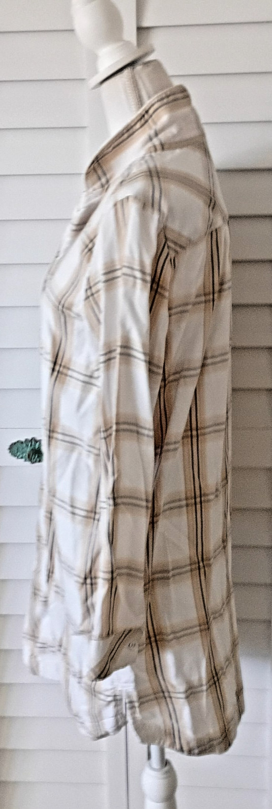 Soft Surroundings beige Plaid long sleeve Nightshirt lounge soft flannel S
