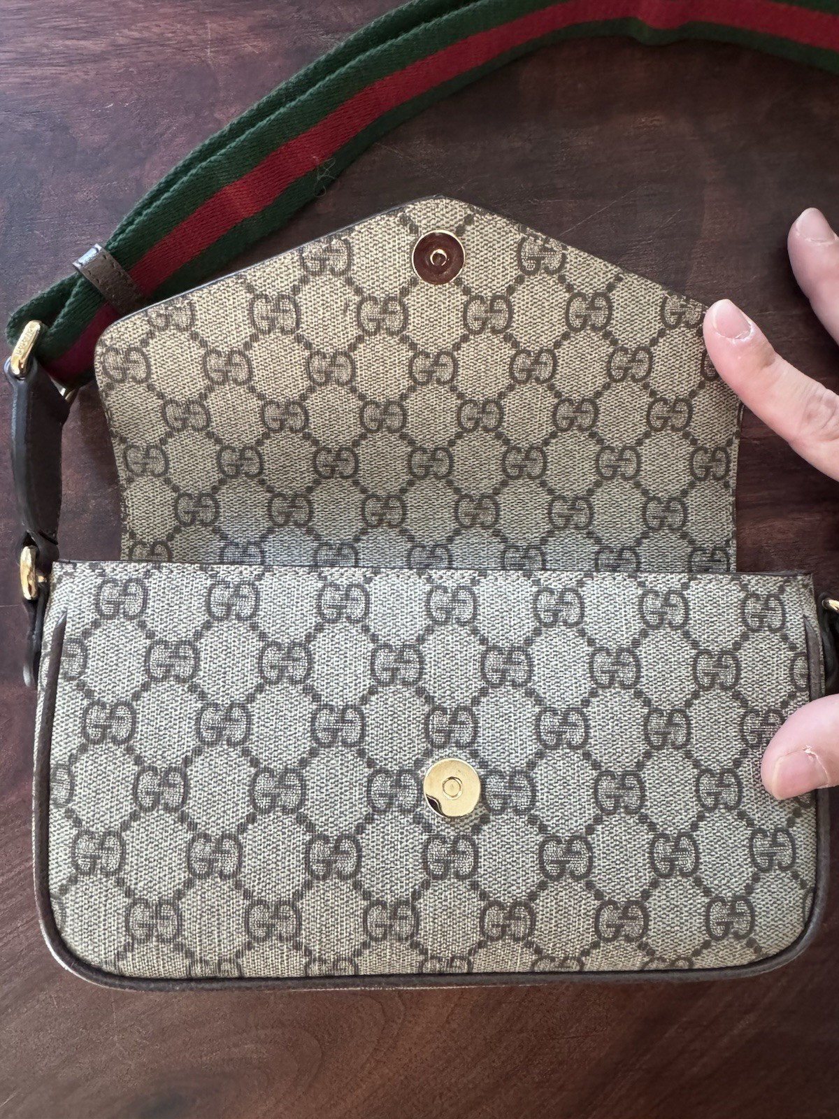 Gucci Ophidia GG Small Shoulder Bag Green/Red Web Strap Gold Hardware Dust Bag