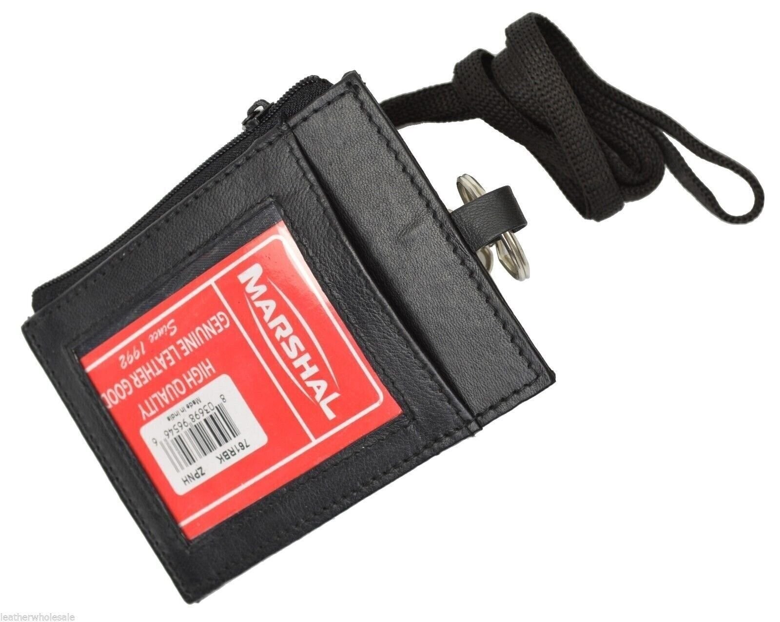 100% Genuine Leather Id Holder Black #761