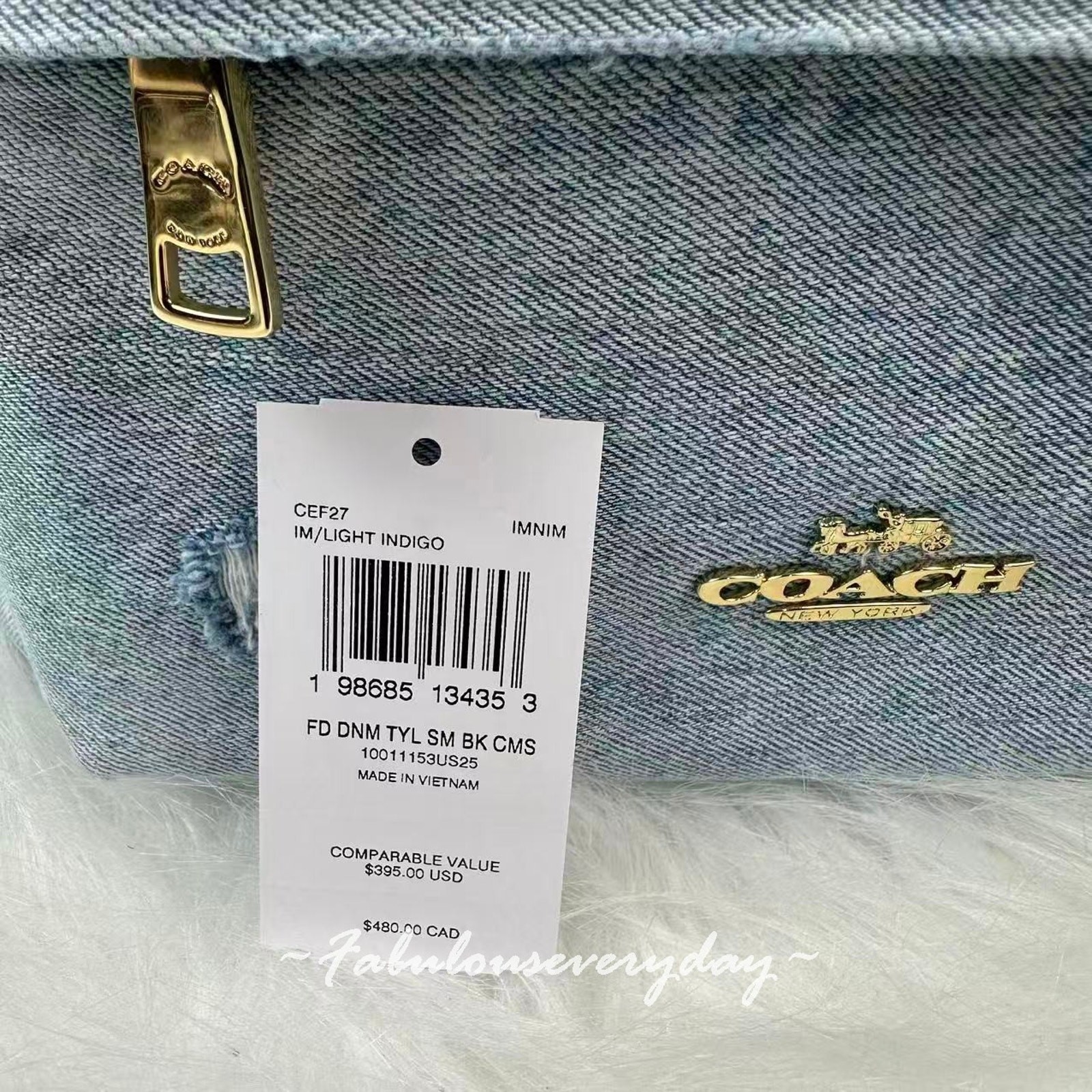 Coach Taylor Small Backpack In Loved Denim Gold/Light Indigo CEF27 NWT