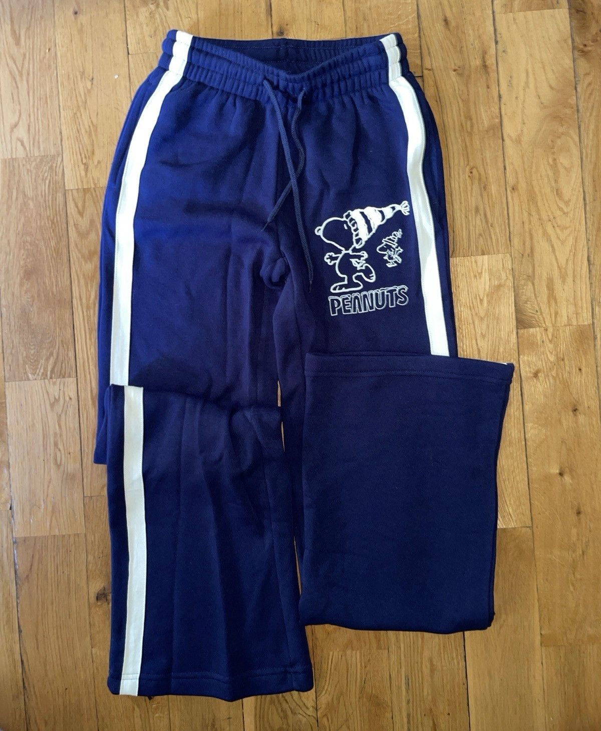 Peanuts Hybrid Women’s XXS Blue Sweatpants Snoopy Side Stripe Drawstring Pockets