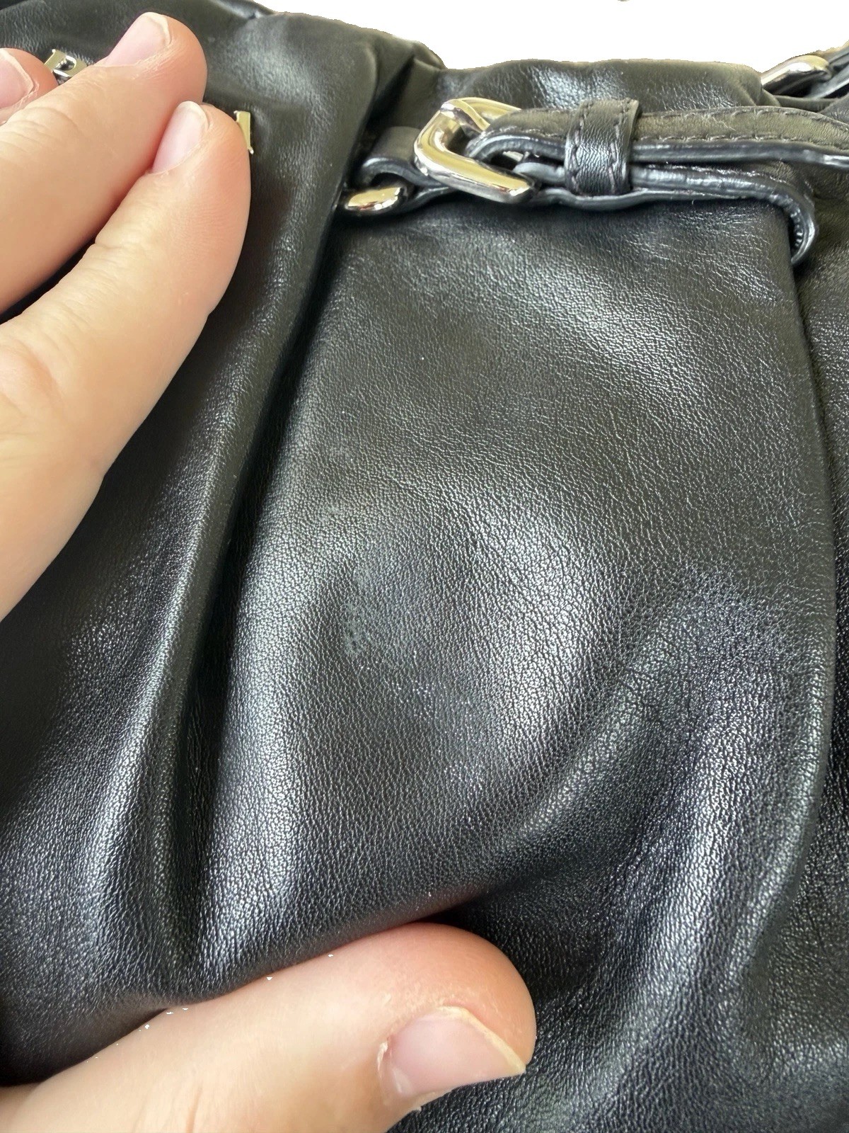PRADA Black Crescent Shoulder Hobo Bag Zip Silver Hardware Logo Strap Pockets