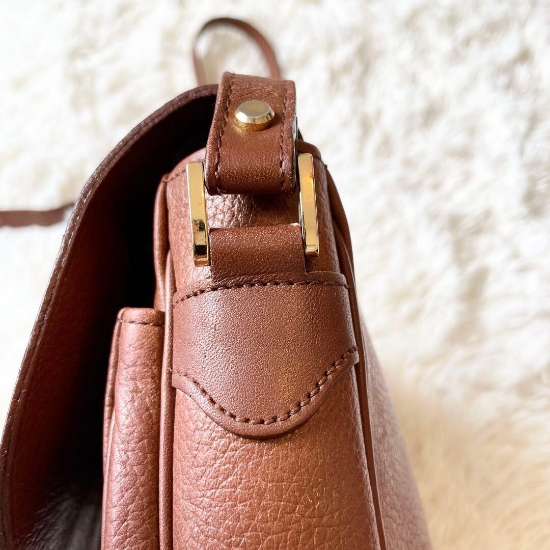 Burberry Brown Leather Nova Check Crossbody Shoulder Bag Vintage Unisex
