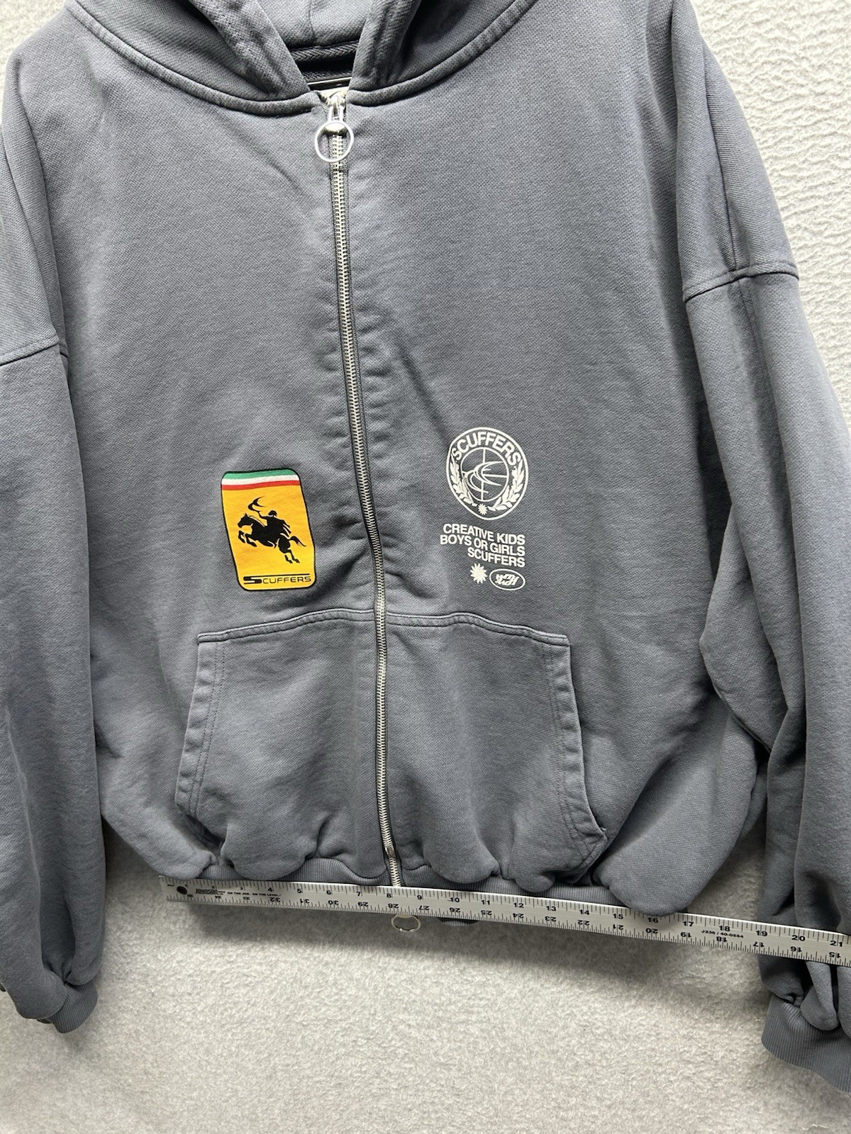 Scuffers Hoodie Mens 2XL Gray Full Zip Everyday Urban Aesthetics Streetwear Logo