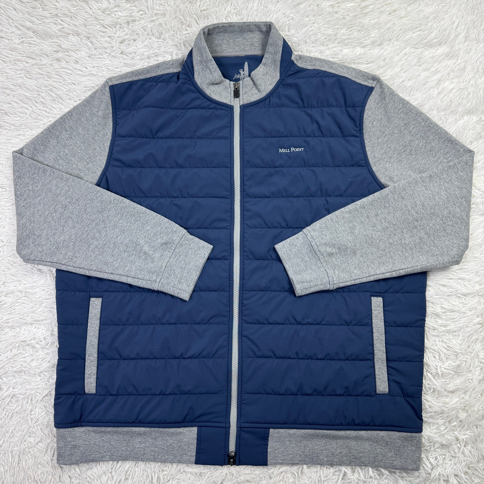 Johnnie O Jacket Mens XXL Wake Blue Barley Full Zip Quilted Hybrid Pockets 2XL