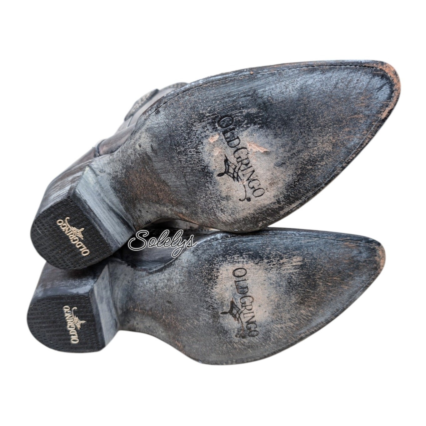 Old Gringo RARE Gunmetal Nailhead Studded Leather Distressed Cowboy Boot 9.5B
