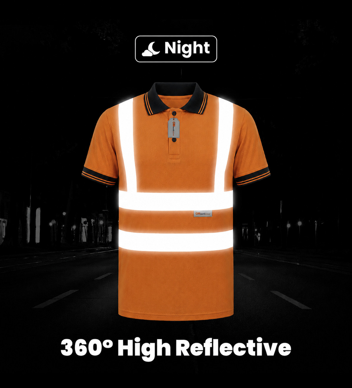 Safety Polo Shirt High Visibility Reflective Work Shirt Orange Yellow Black
