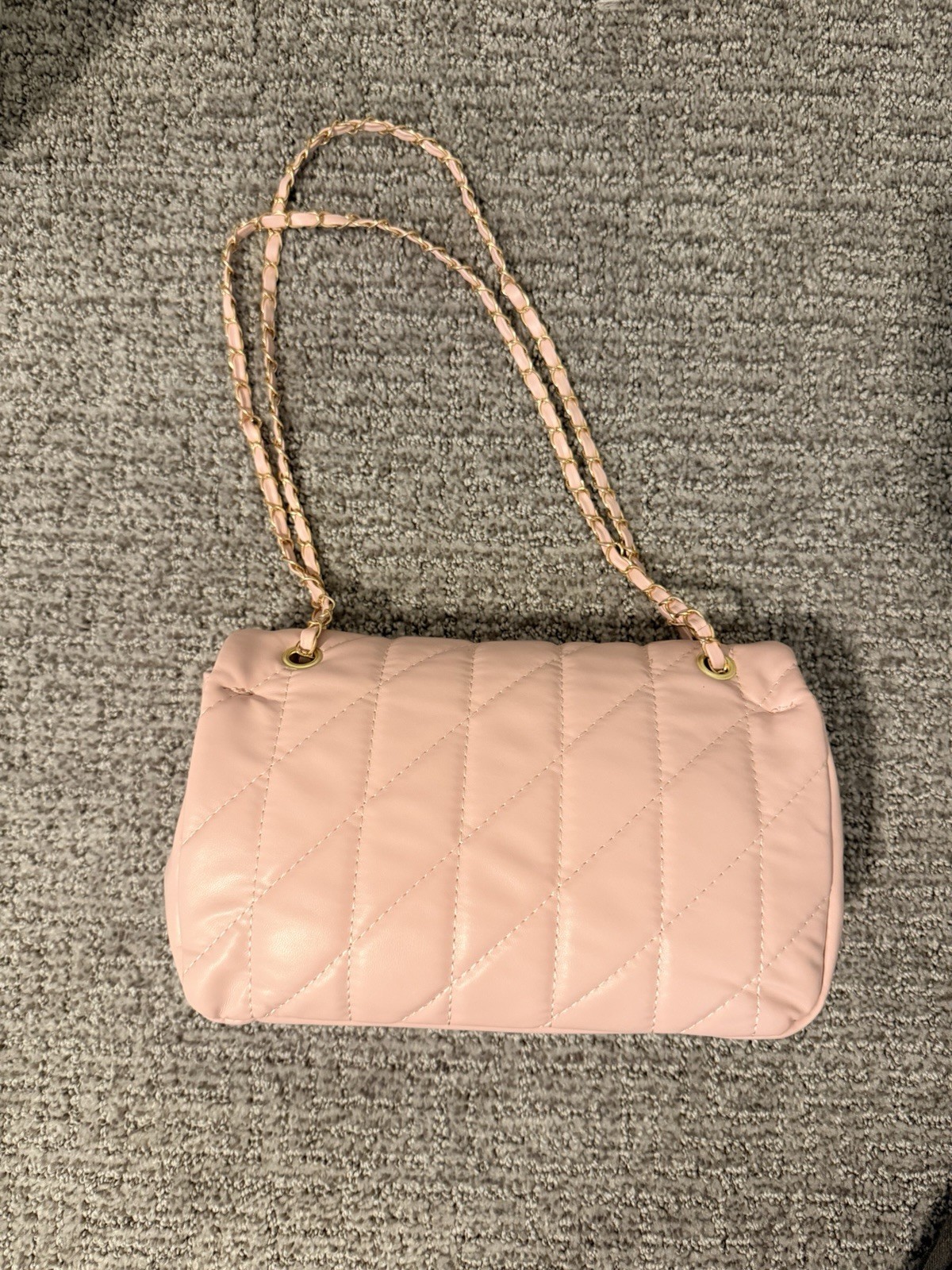 Pink Quilted Small Shoulder Bag Purse Chain Strap Detachable Strap Gold Hardware