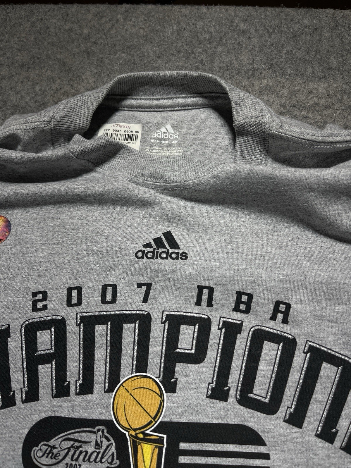 NEW San Antonio SPURS NBA FINALS Champions locker Room Lg Adidas Gray 2007 Shirt