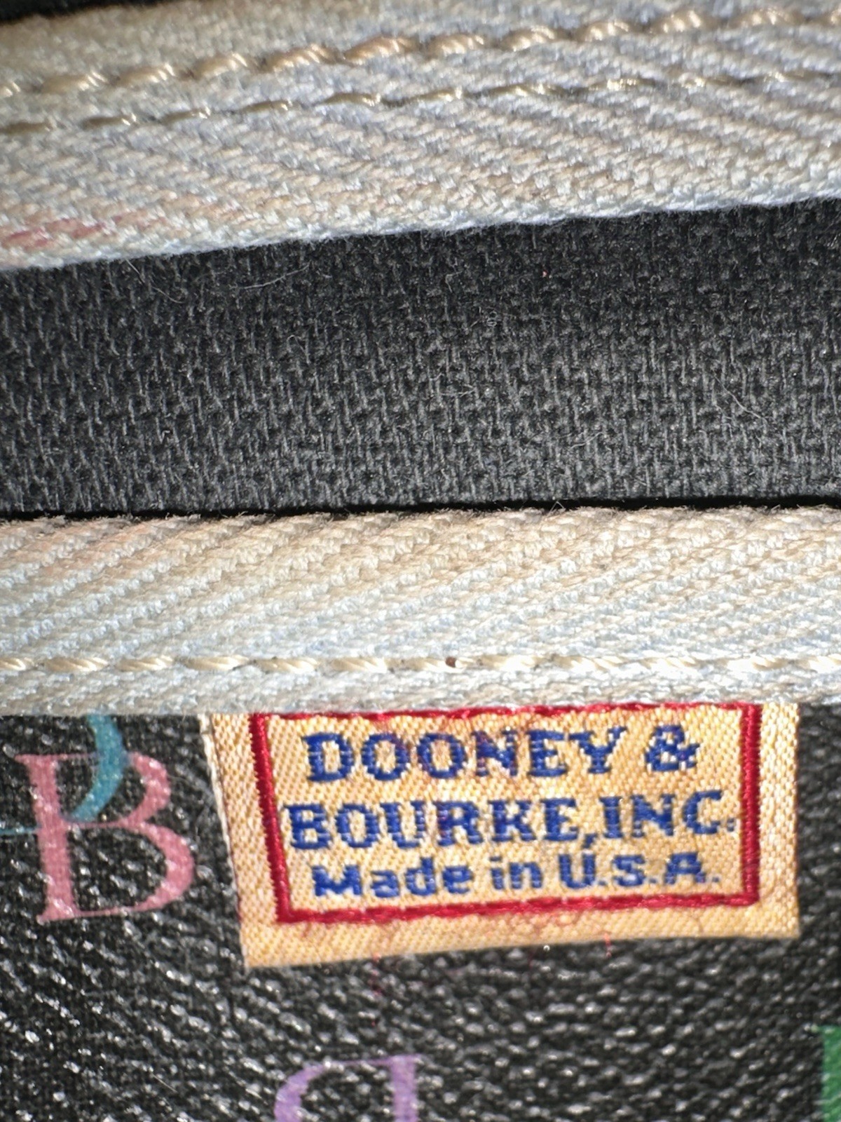Dooney & Bourke Black/Multicolor Logo Medium Tote Double Handle Tassel Charm