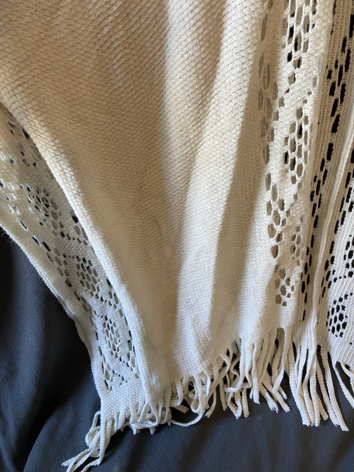 Max Edition Sweater ONE Size Ivory Knit Cardigan Kimono Fringe NWT Boho Hippie