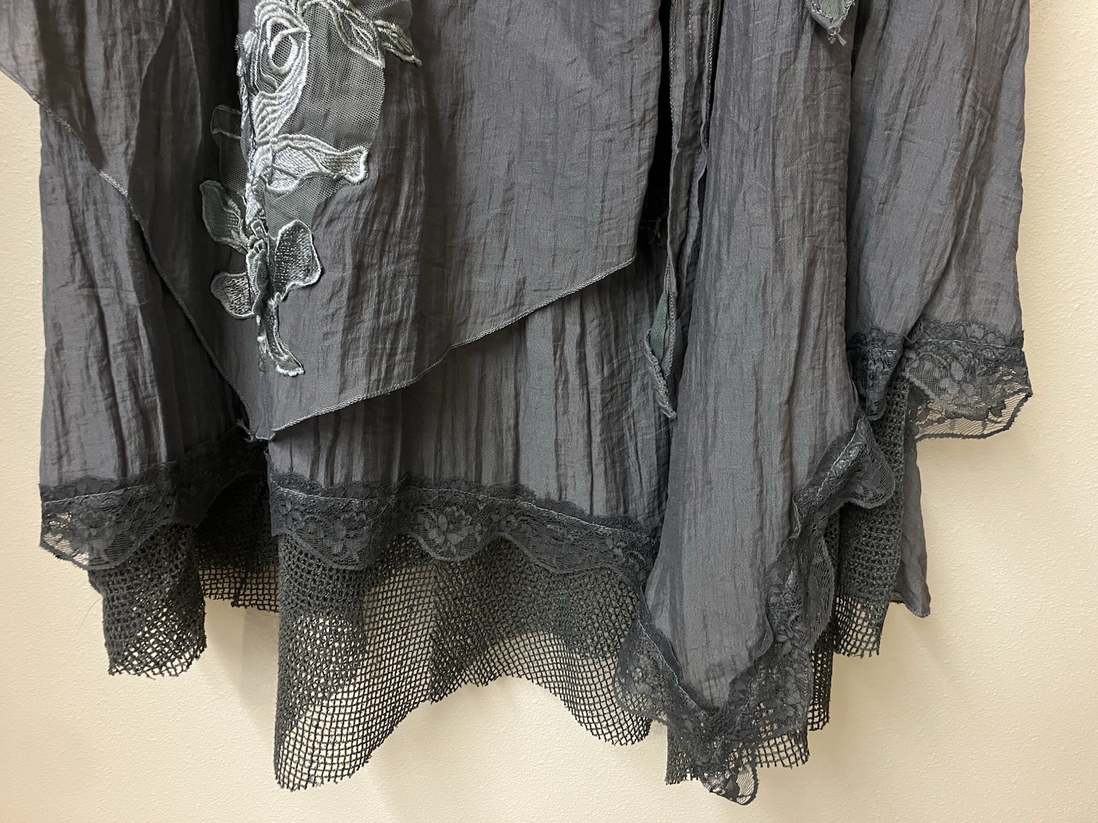Pretty Angel Layered Midi Gray Asym Skirt Size XL 31 Festival Renaissance Fair