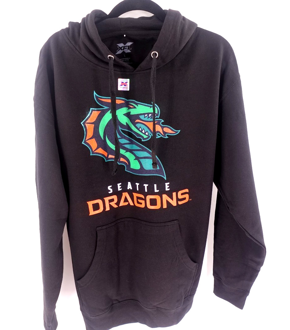 XFL Seattle Dragons Hoodie Mens LARGE Pullover Pouch Pocket Official Merchandise