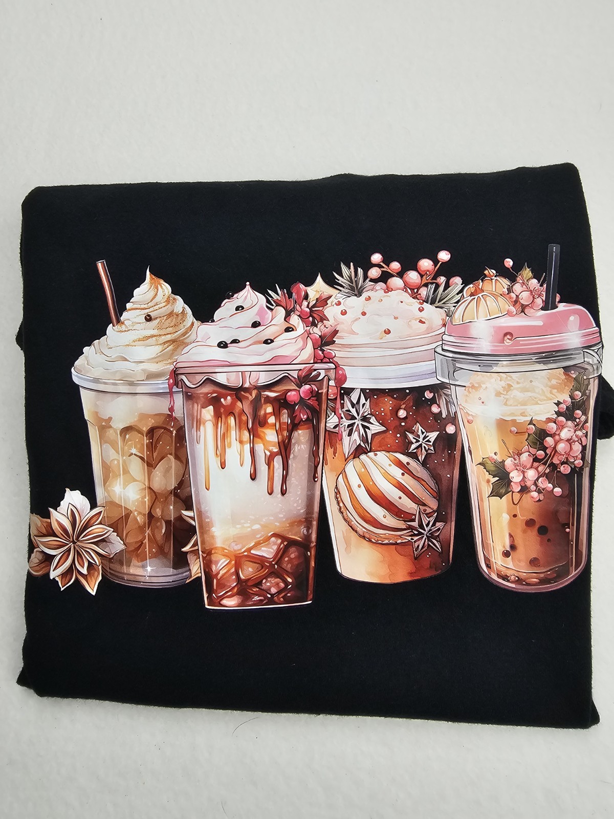 Handcrafted T-shirt Holiday Coffee Womens Size XL Pit To Pit 24in