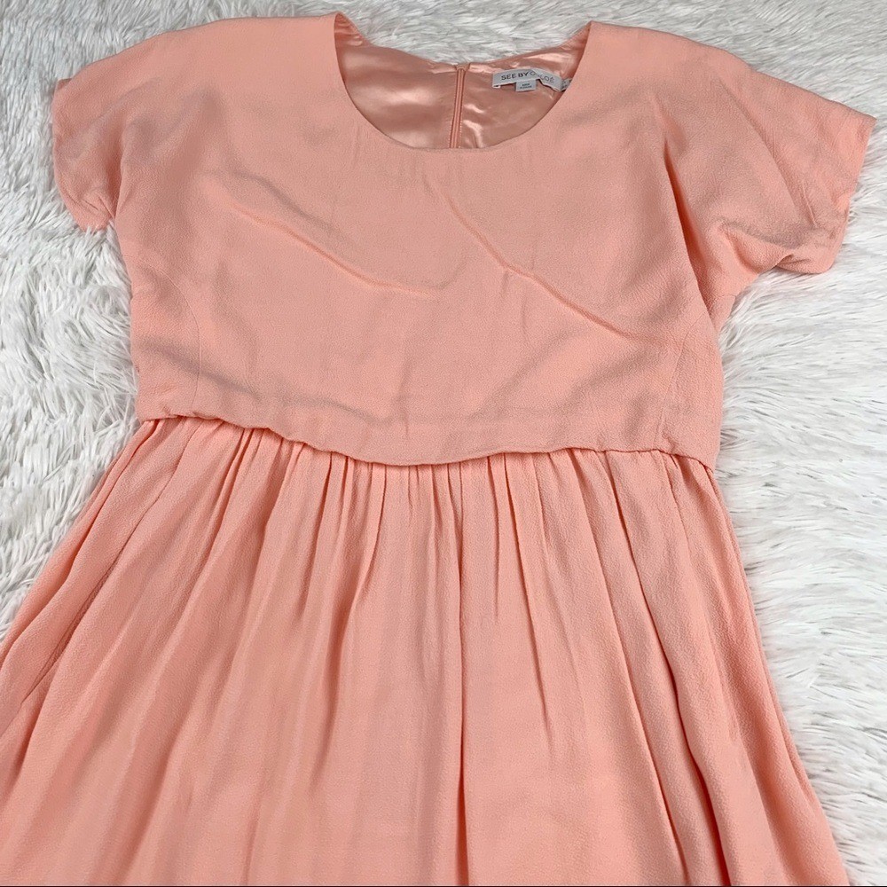 See by Chloe short sleeve skater mini dress in orange women size 4