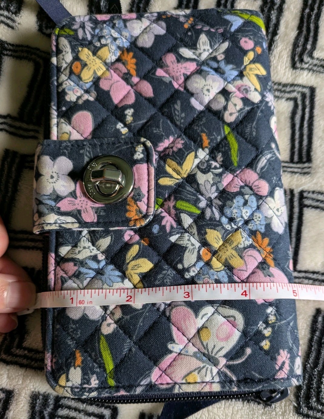 Vera Bradley Turn Lock Zip Wallet, RFID, Midnight Wildflowers Retired Print