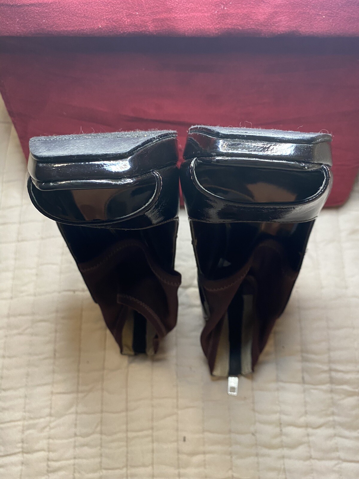 Jessica Bennett JNASH Square Toe Platform Pumps Brown 9M Rear Zipper