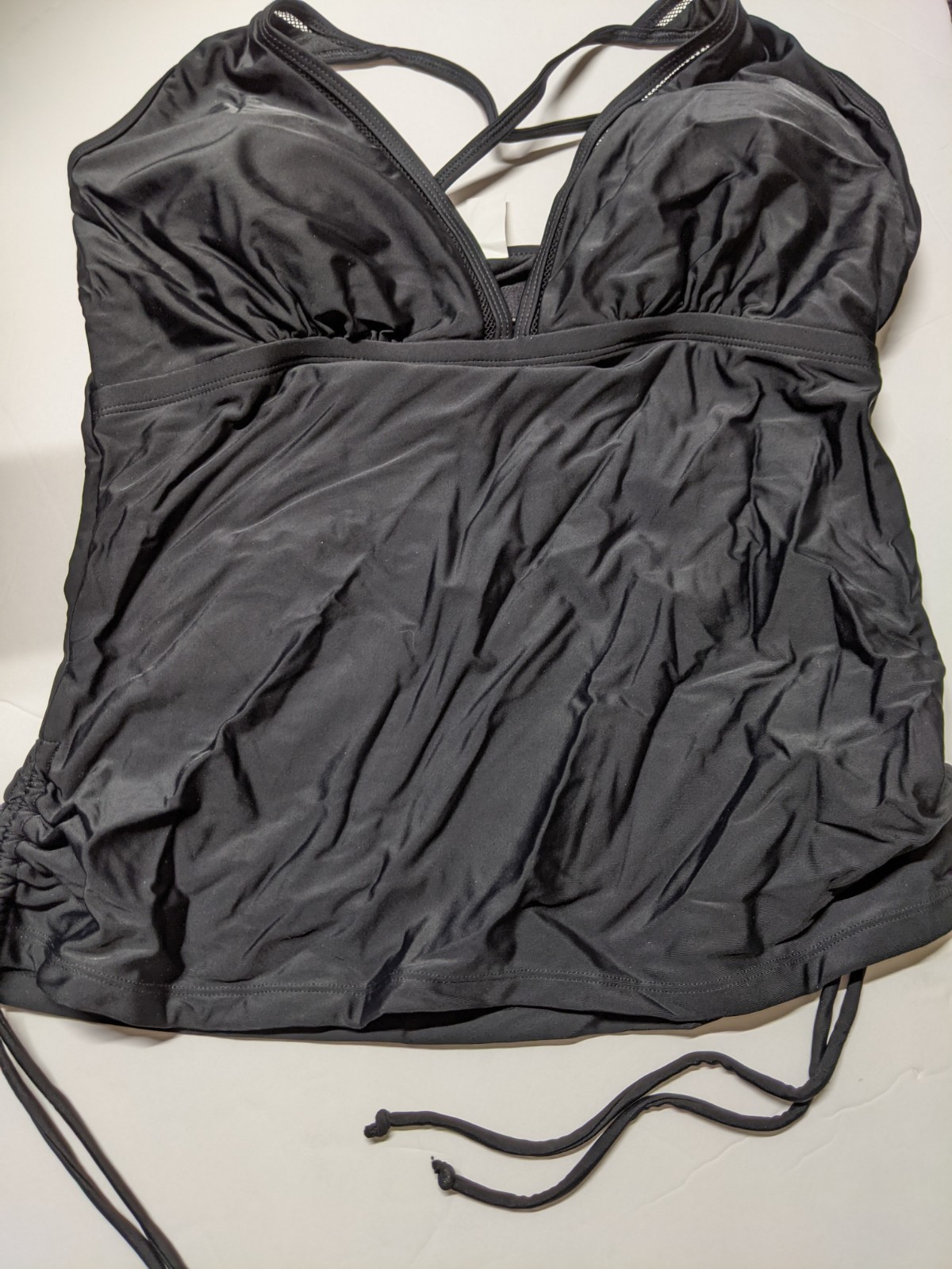 Black Tankini With Criss Cross Spaghetti Staps