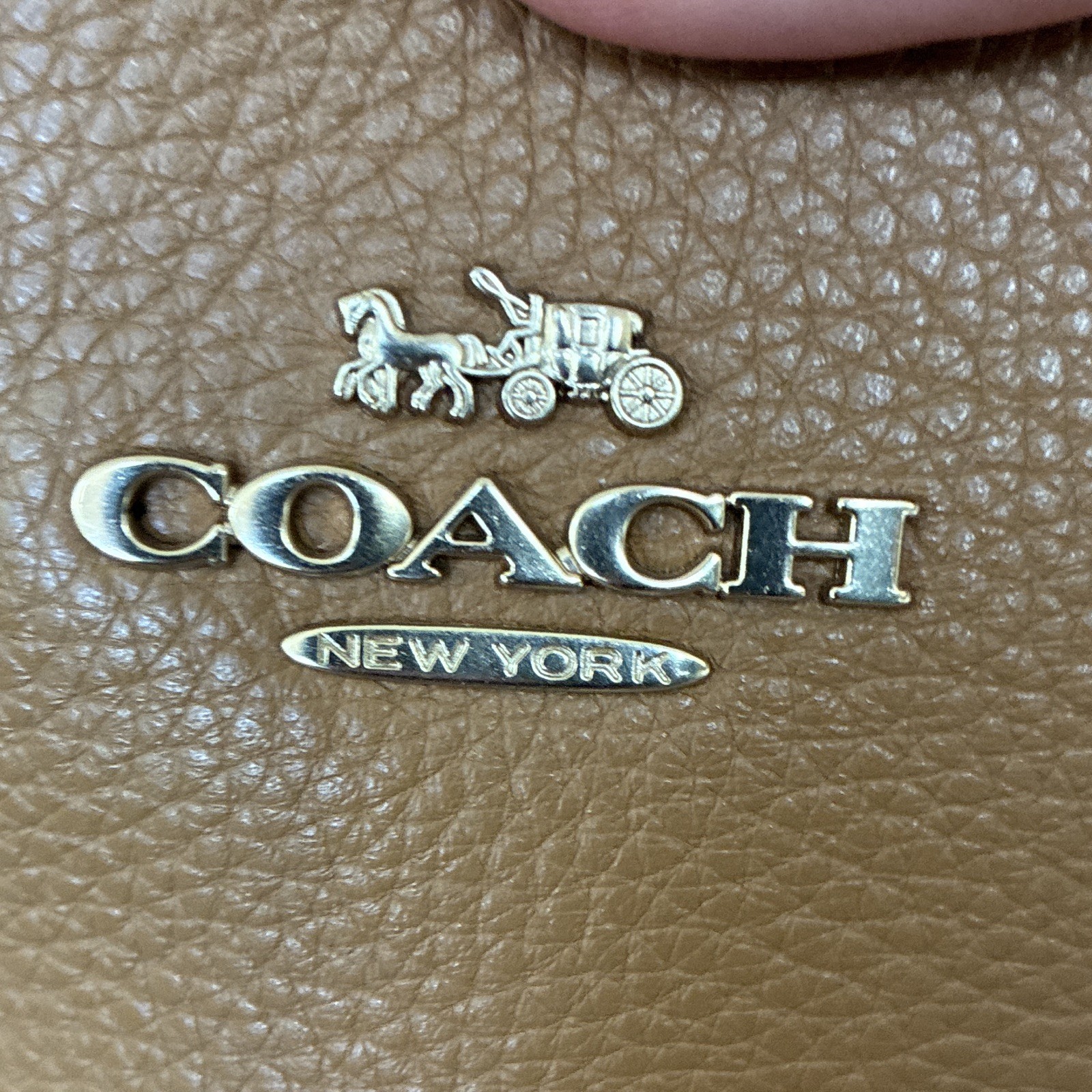 Coach Women’s Pebbled Brown Tote Gold Hardware Zip Top Chain Shoulder Strap