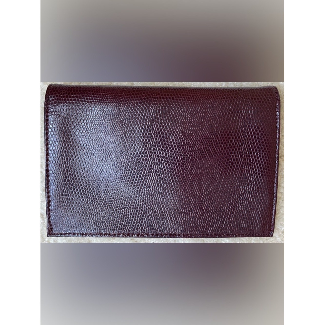 Diane Von Furstenberg Burgundy Textured Leather Clutch