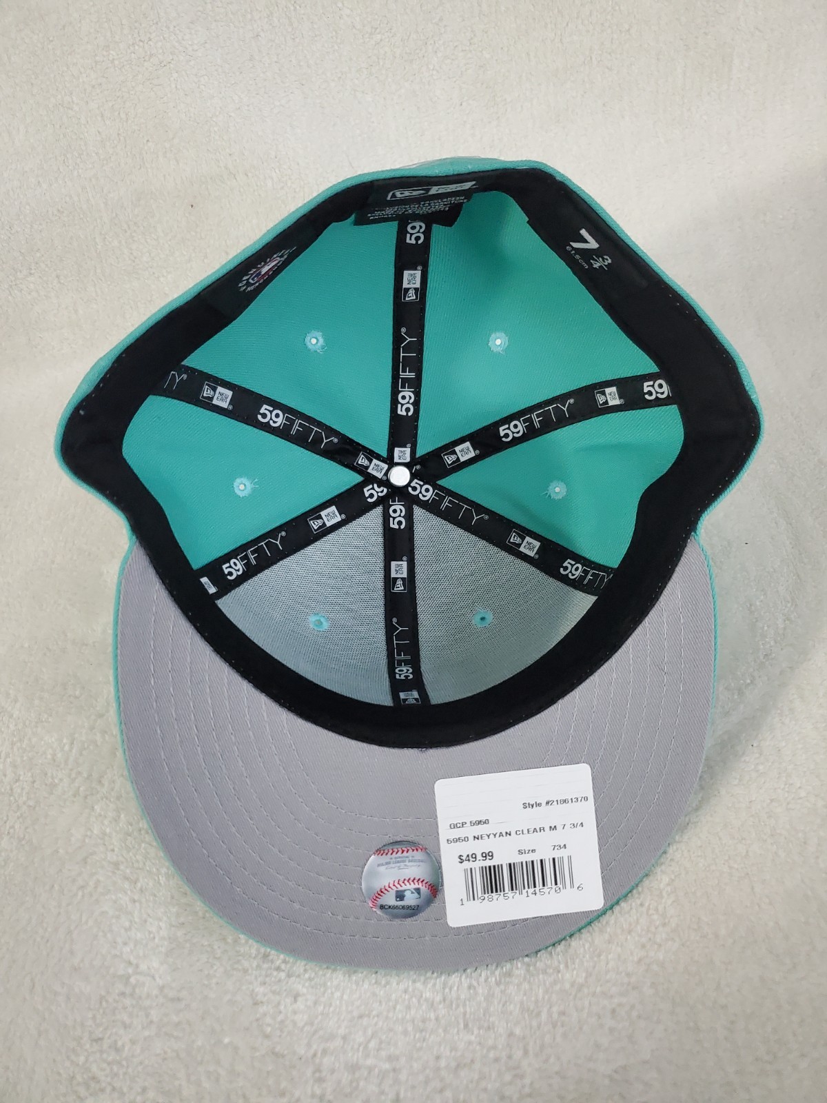 NEW ERA 59 FIFTY MLB NEW YORK YANKEES SEAFOAM GREEN FITTED MENS HAT SZ 7 3/4 NEW