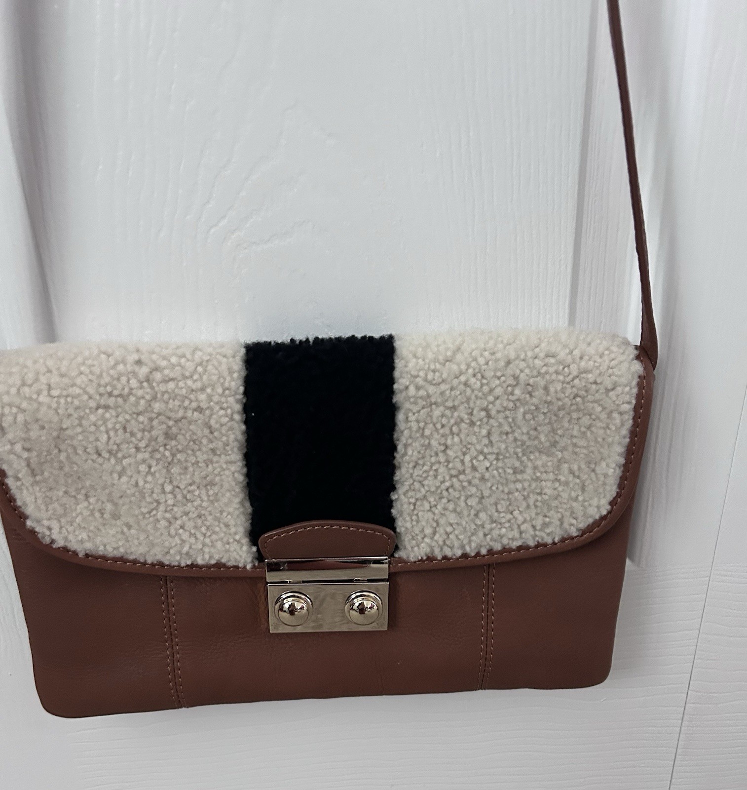 Clever Carriage Company leather crossbody/clutch Sherpa Made In India