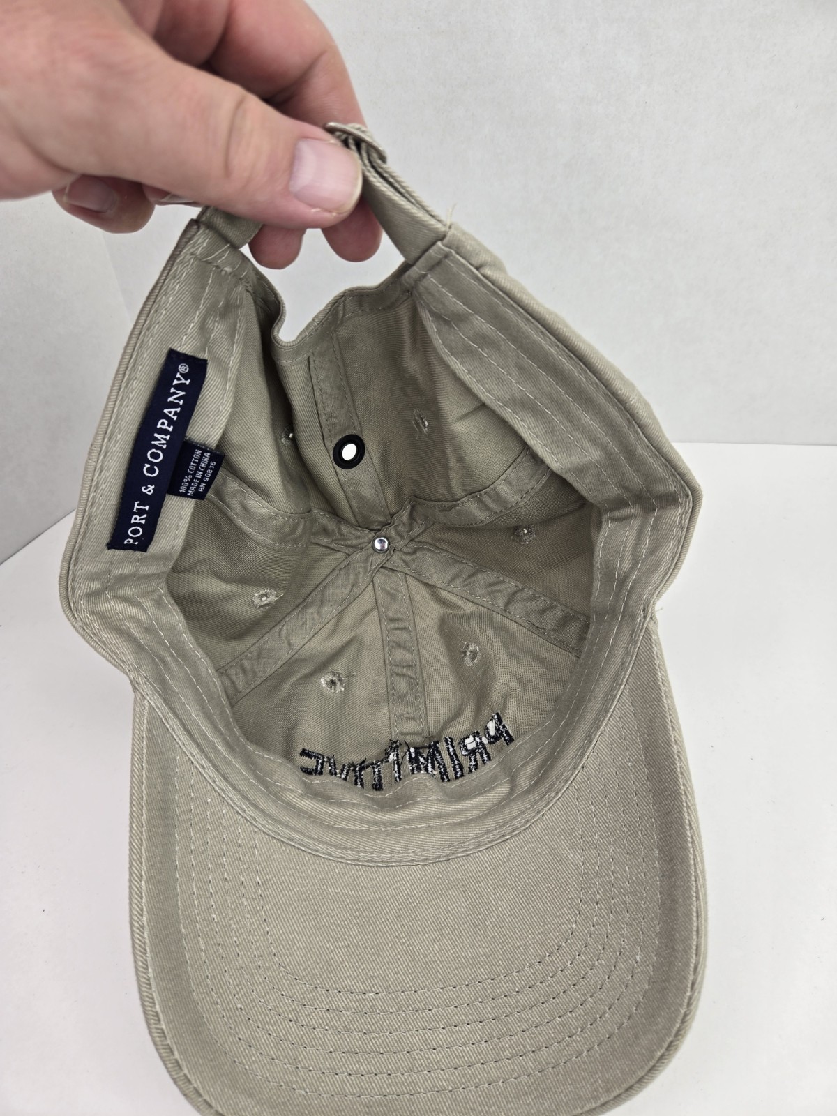 Primitive Tan Khaki Strapback Baseball Hat Outdoor Nature Camping Spellout Cap