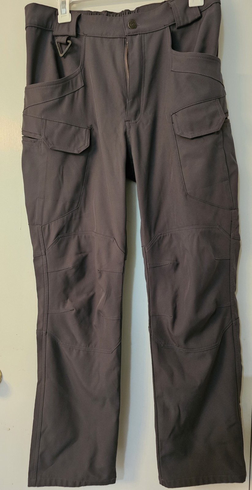 Men’s Gray Cargo Hiking Pants Size 30 Elastic Waist Pockets