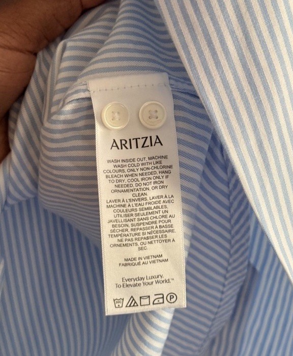 Babaton Blue/White Striped Collared Button-Up Shirt w/ Pockets Long Sleeve L