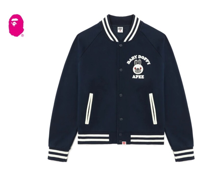 A BATHING APE APEE Women’s Baby Doppy Baseball Jacket CL70-240-308 Navy