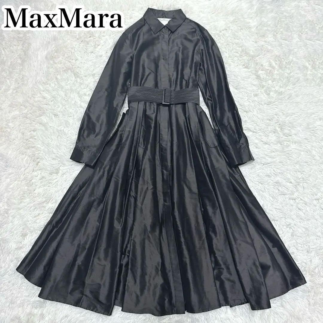 MaxMara Coat Dress for Women, 100% Silk, Black, Size S