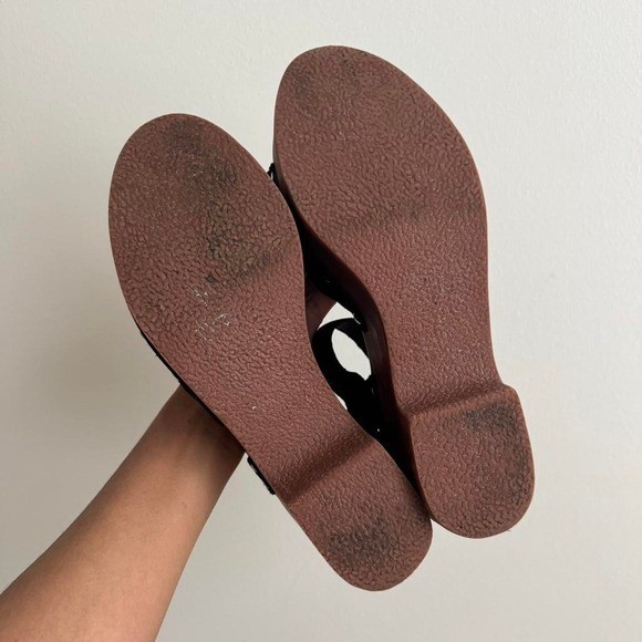 Steve Madden Black Suede Wooden Size 10 clog y2k 70s boho sandal stud platform