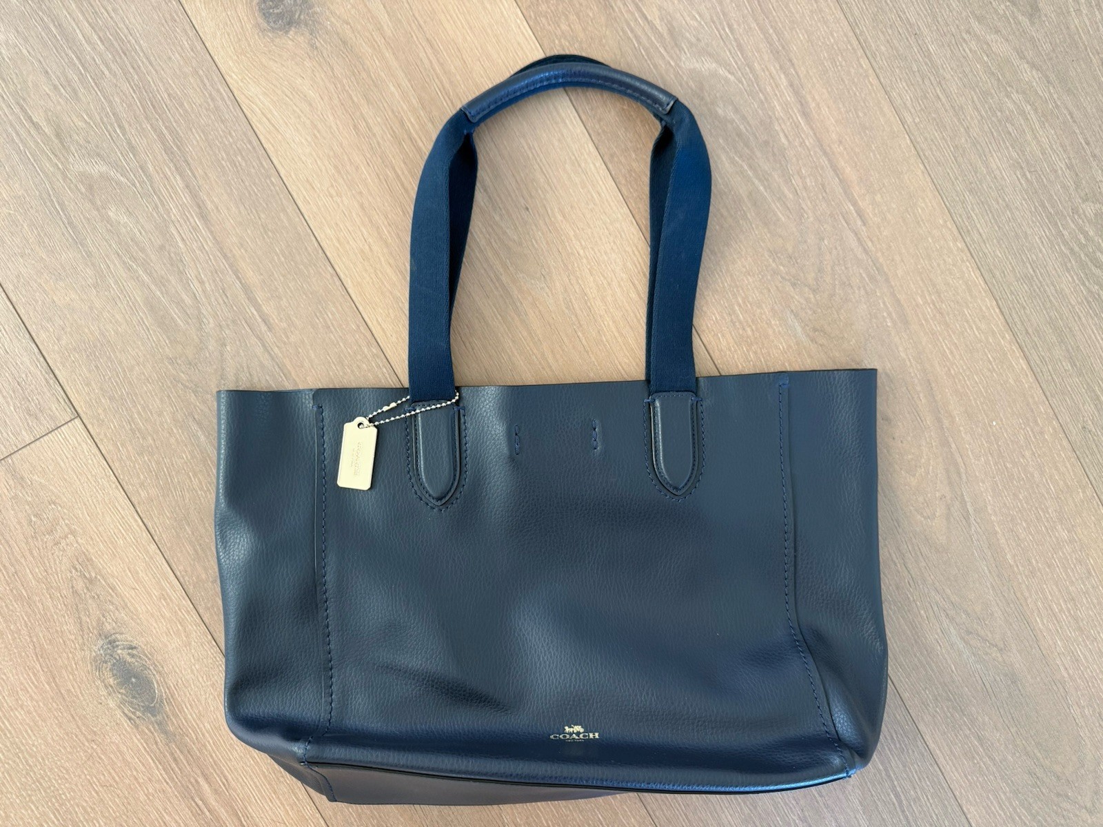 Coach Derby Tote Purse Handbag Navy Blue Pebbled Leather Designer F58660