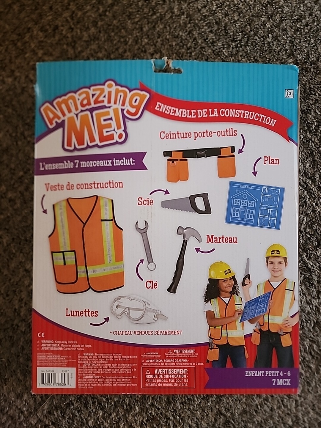 Amazing Me! Construction Worker Kit Orange Vest Career Fancy Dress Child Costume