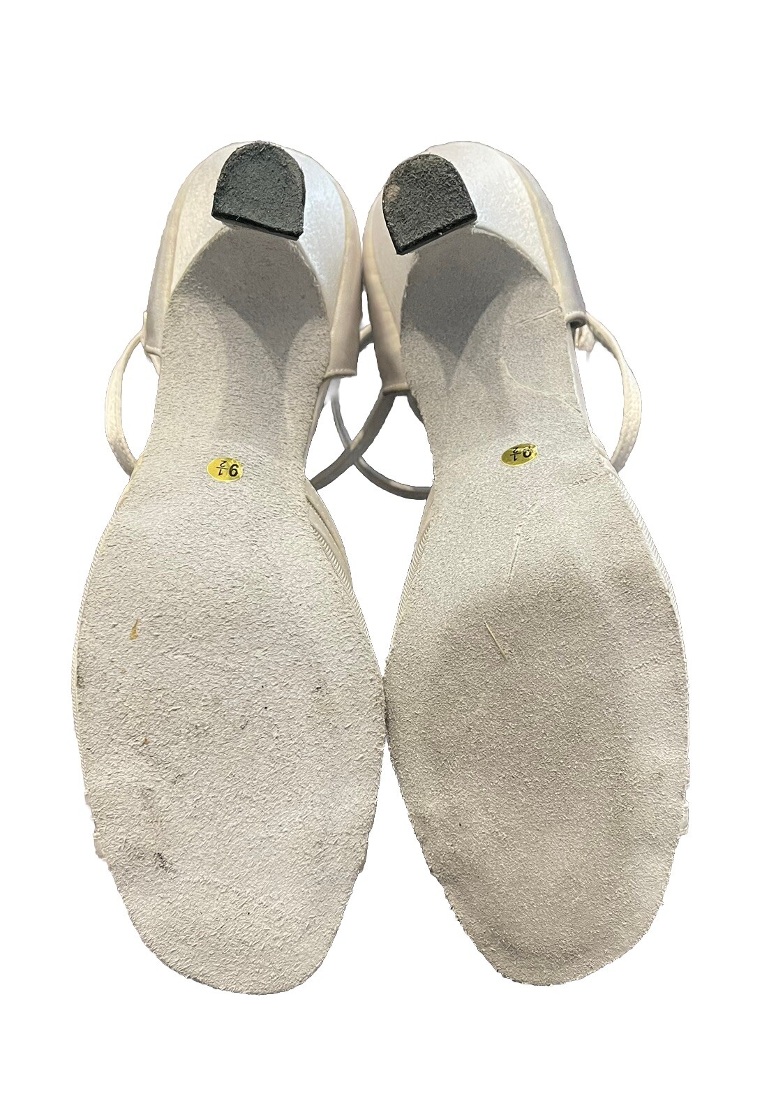 Ballroom/Latin Go Go Dance Shoes Pro Soft Open Toe Strappy Satin Ivory Mesh S9.5