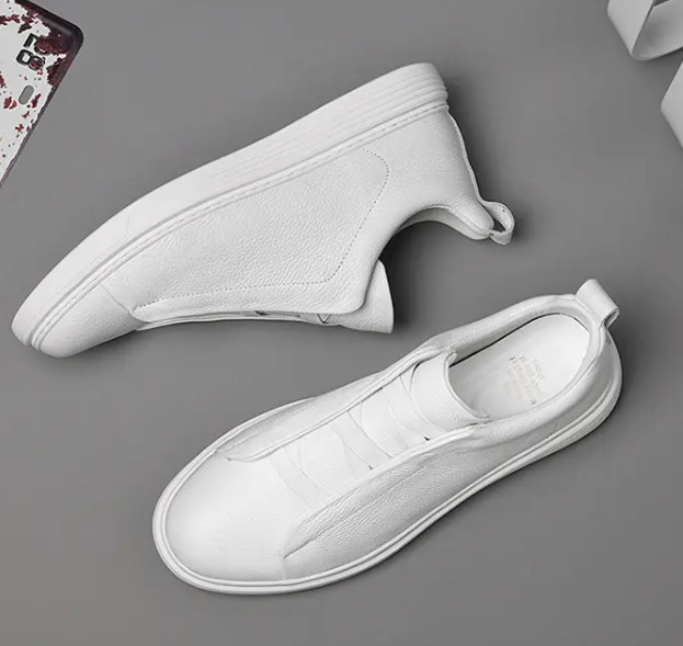 Men’s Real Leather Slip on Casual Fashion Dress Sneakers Board Shoes Oversize
