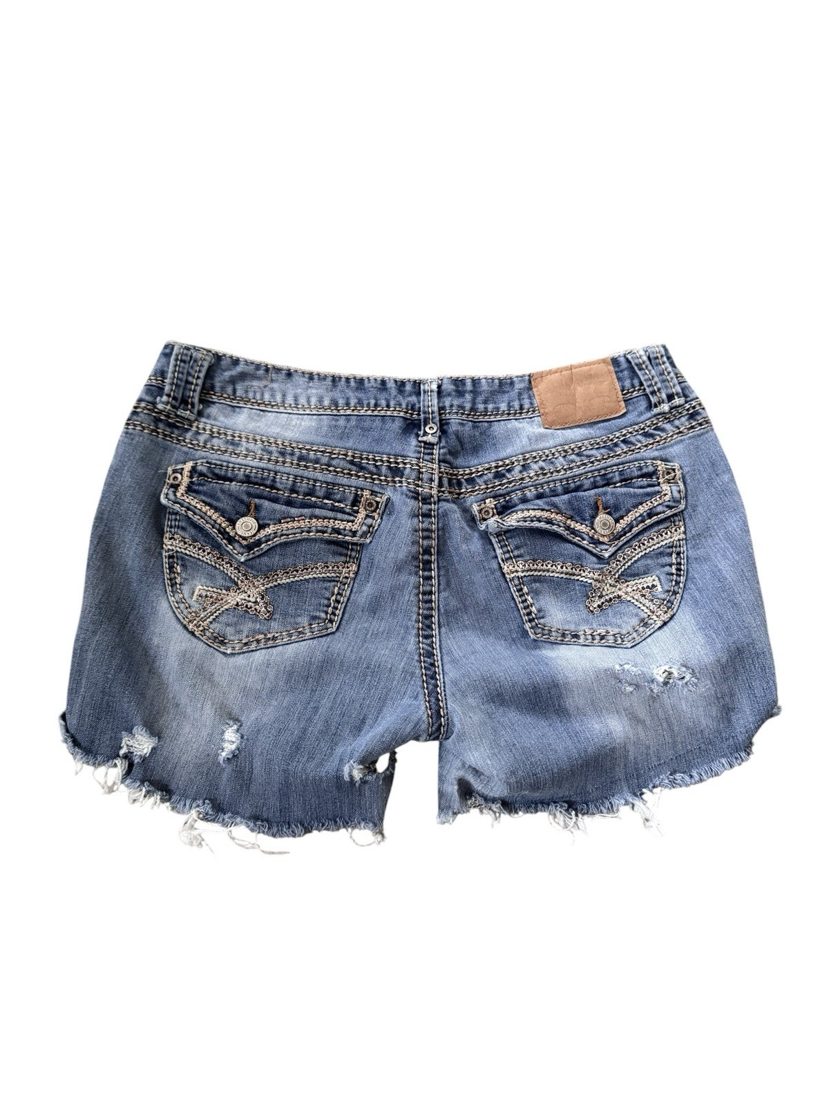 Amethyst Jeans Distressed Denim Shorts Womens Size 13 Blue Frayed Cutoff Y2K