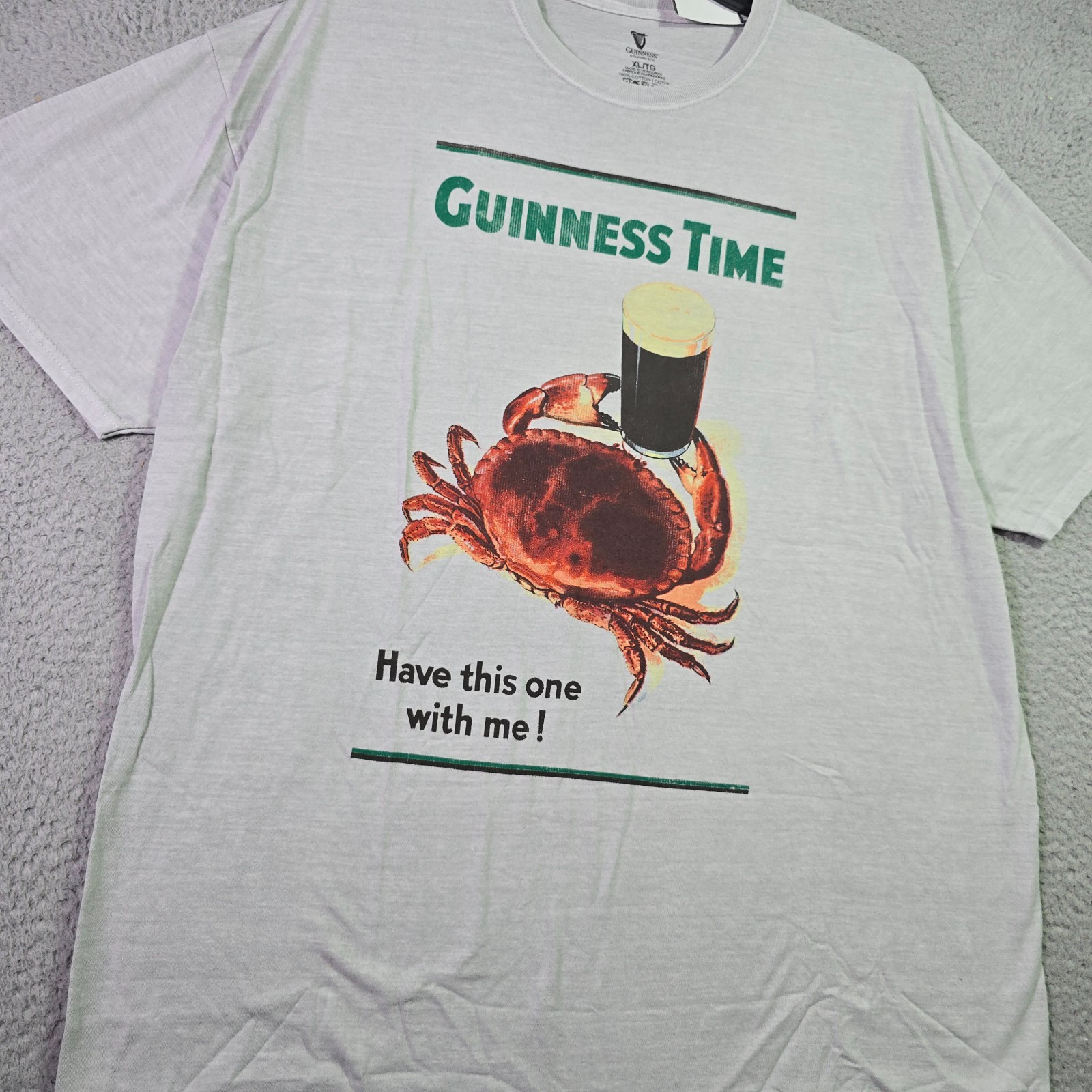 GUINNESS IRISH BEER SHIRT MENS XL Gray IRELAND Distressed Crab Brew CASUAL NWT