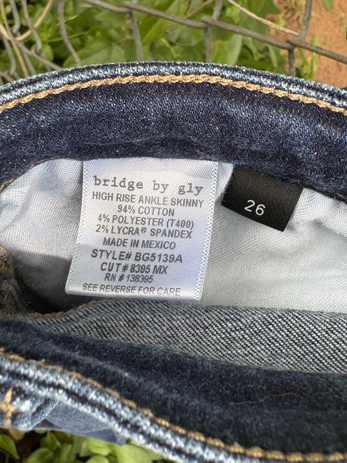 Bridge By Gly High Rise Ankle Skinny Stretch Blue Jeans Destroyed Womens 26