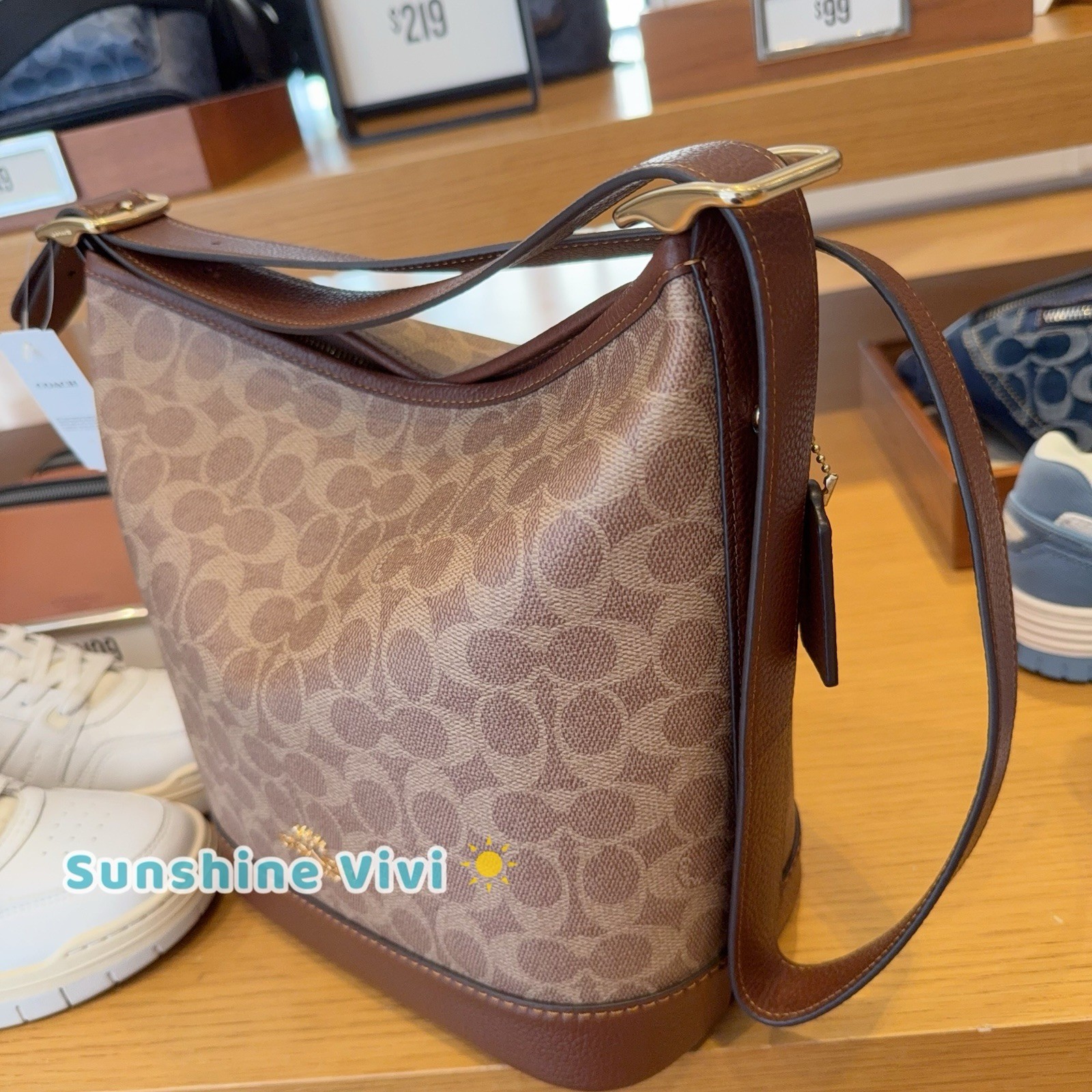 NWT Bundle Coach Jude Duffle Bag CBH20 & CW778 Long Wallet Gold/Tan/Brown Box