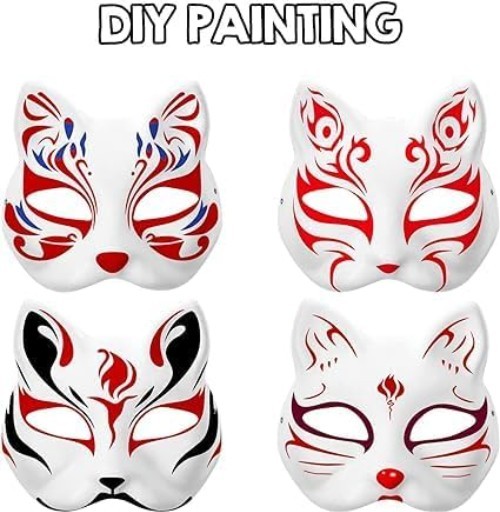 5 Blank Cat Masks for DIY Creativity – Elegant Masquerade & Cosplay Accessories