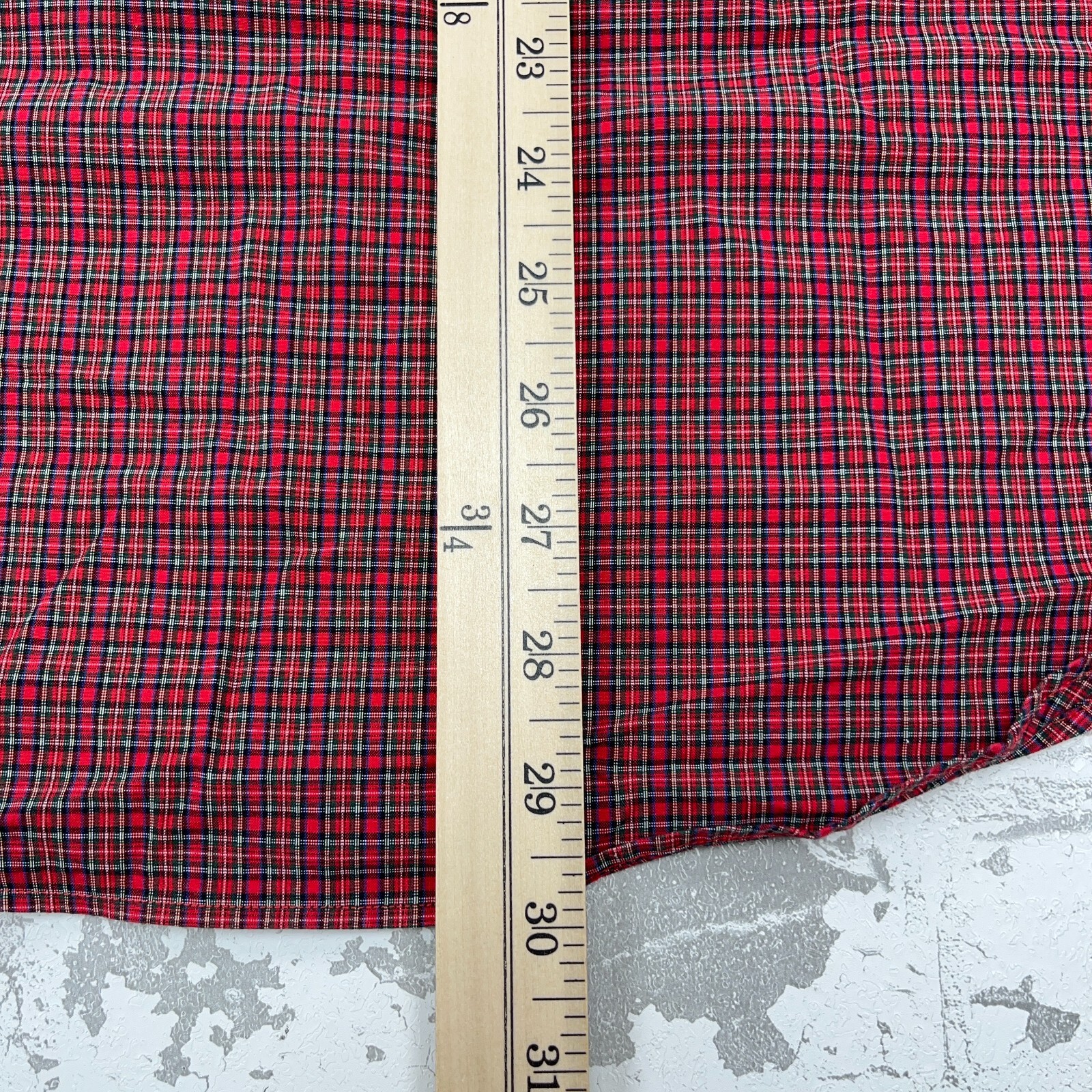 Ralph Lauren Shirt Men 15.5 34 Red Blue Button Up Custom Fit Plaid Dress Poplin