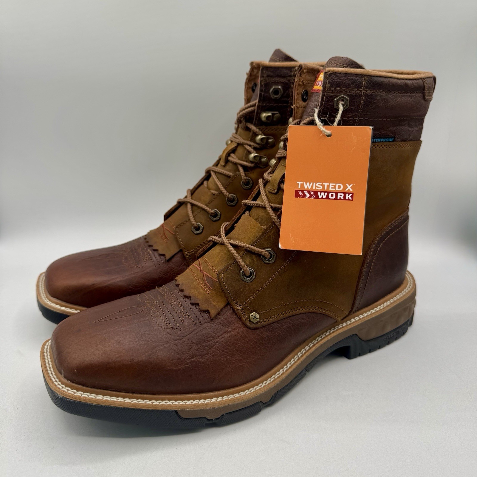 Twisted X Cellstretch Waterproof Boots Men’s Size 11 D Brown Leather Soft Toe