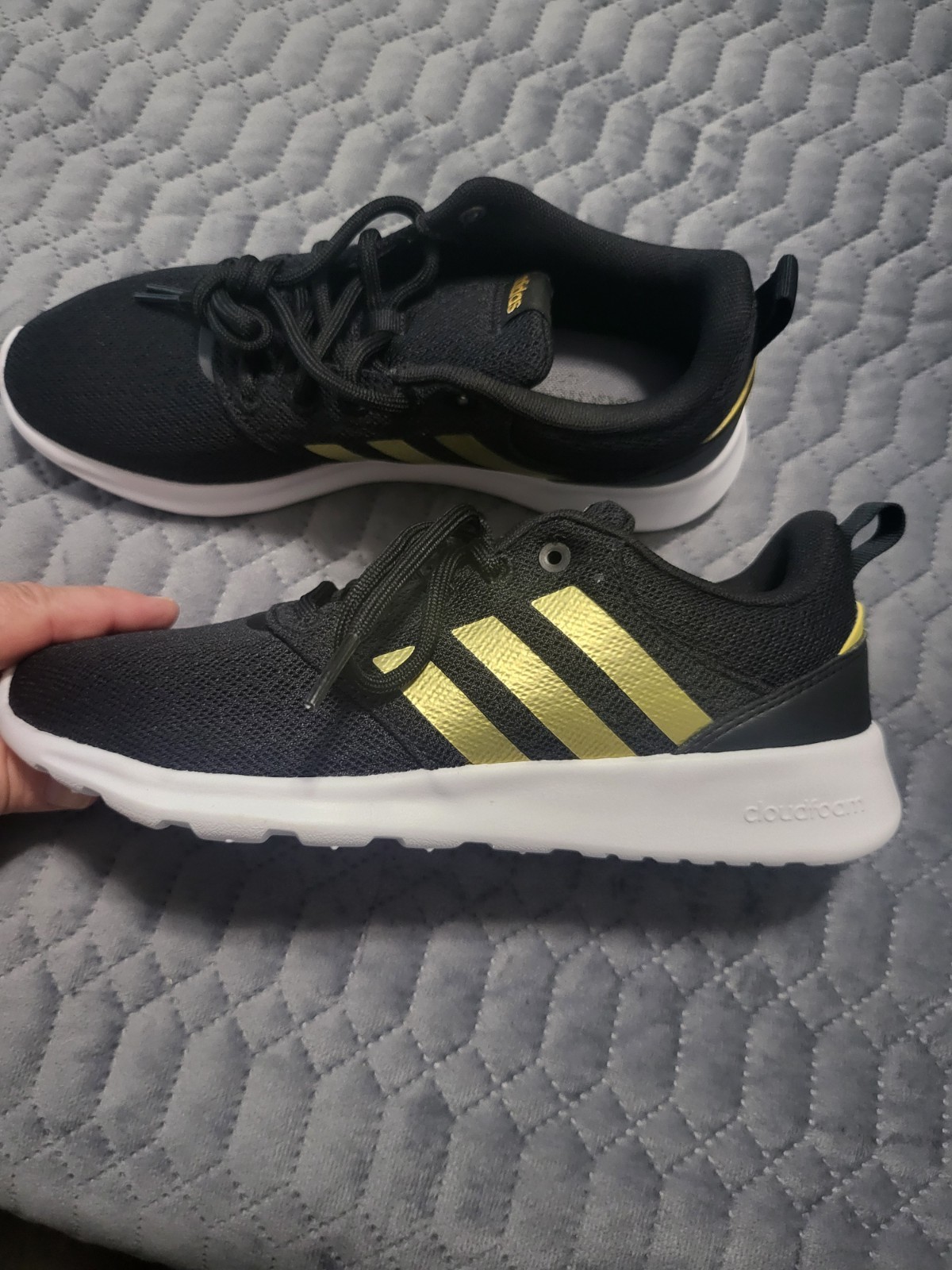 ADIDAS shoes! QT Racer 2.0, Blck/Gold, Ladies 6.5, New, No Box, Save!! Adidas!