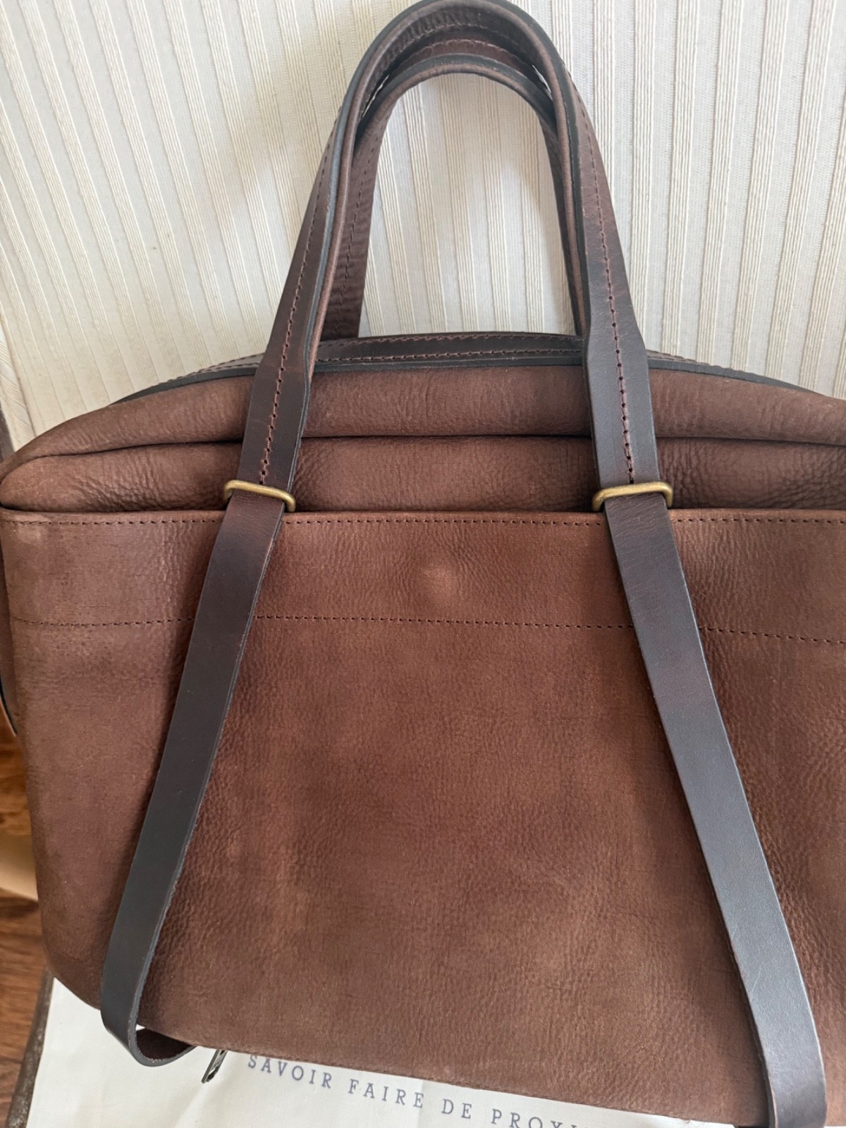 BLEU DE CHAUFFE NEW REPORT BUSINESS BAG COFFEE / WAXED STONEWASHED LEATHER