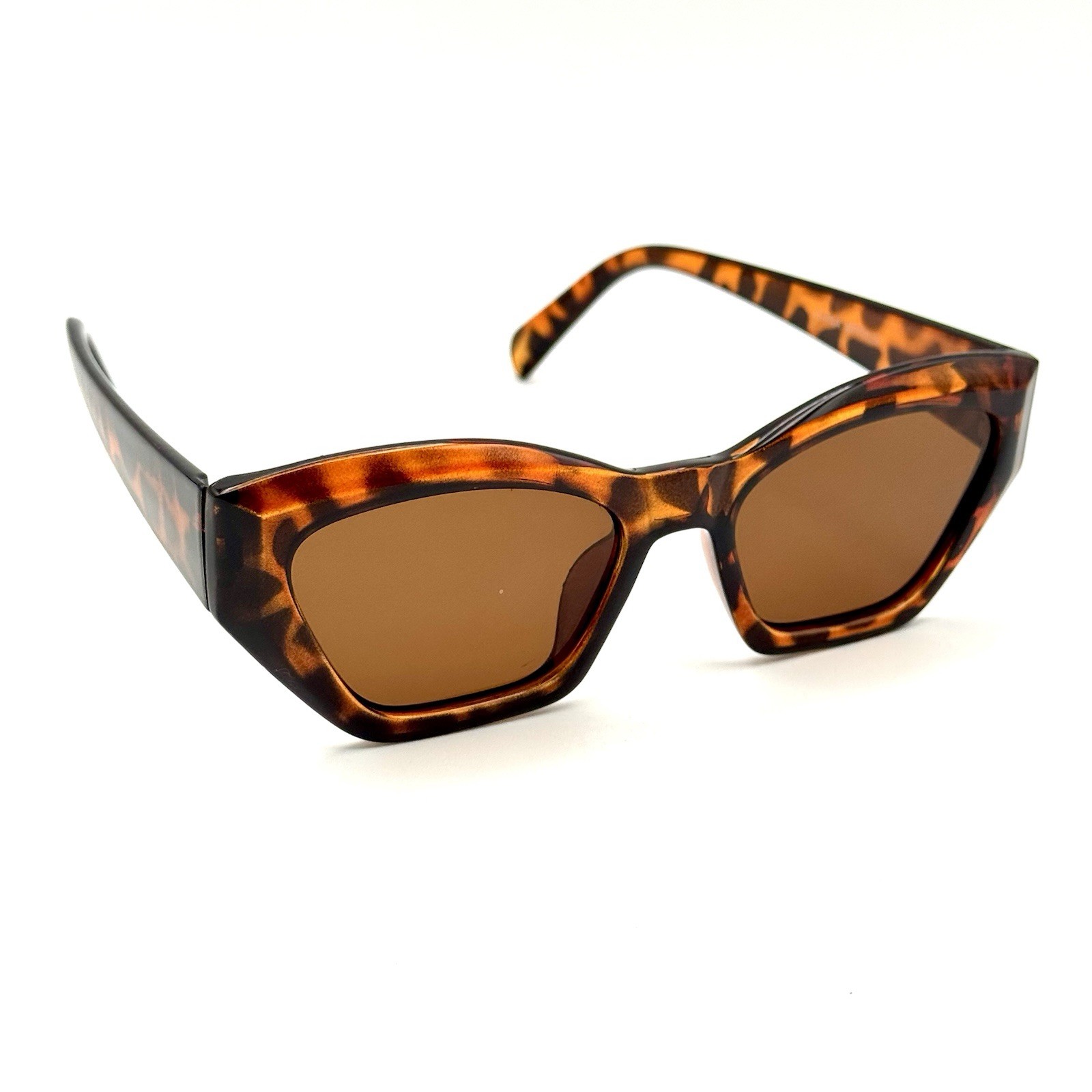 Geometric Sunglasses Polarized Brown Tortoise Shell Frame Fashion Modern Style