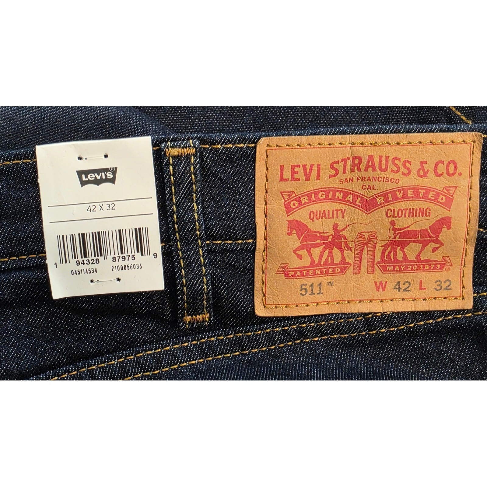 Levis 511 Slim Fit Stretch Jeans Men’s 42×32 Dark Indigo Blue NEW