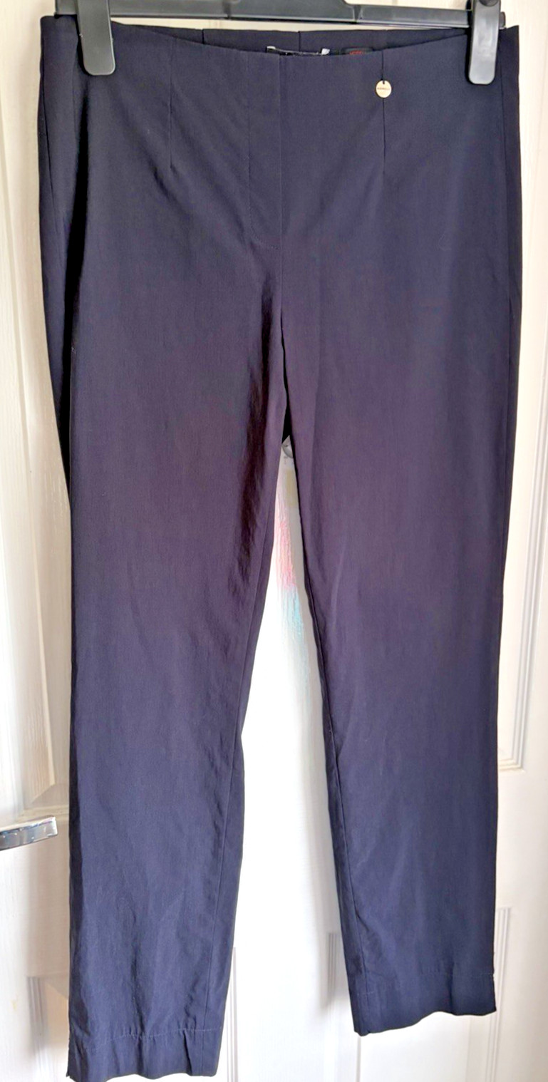 Robell Model Marie Trousers Navy Elastic Waist Pullover Crop Size 14 Work Travel