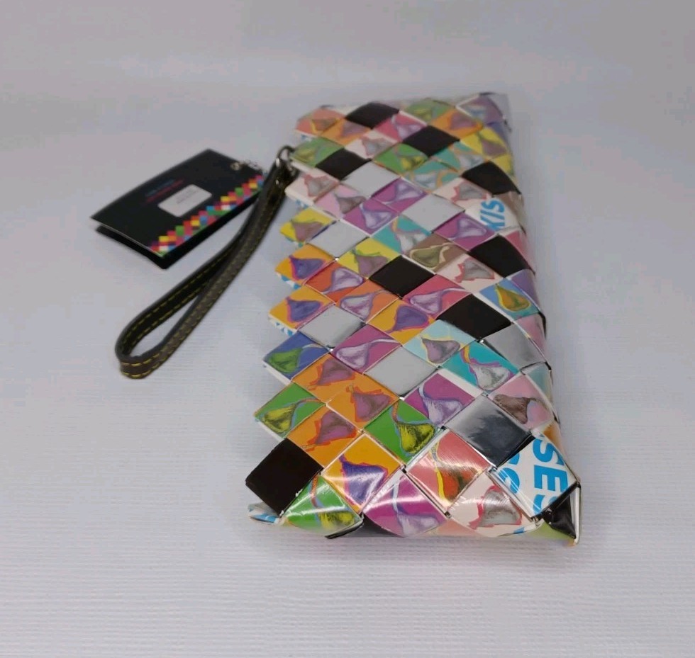 Nahui Ollin Candy Wrapper Clutch Purse With Handle Kisses