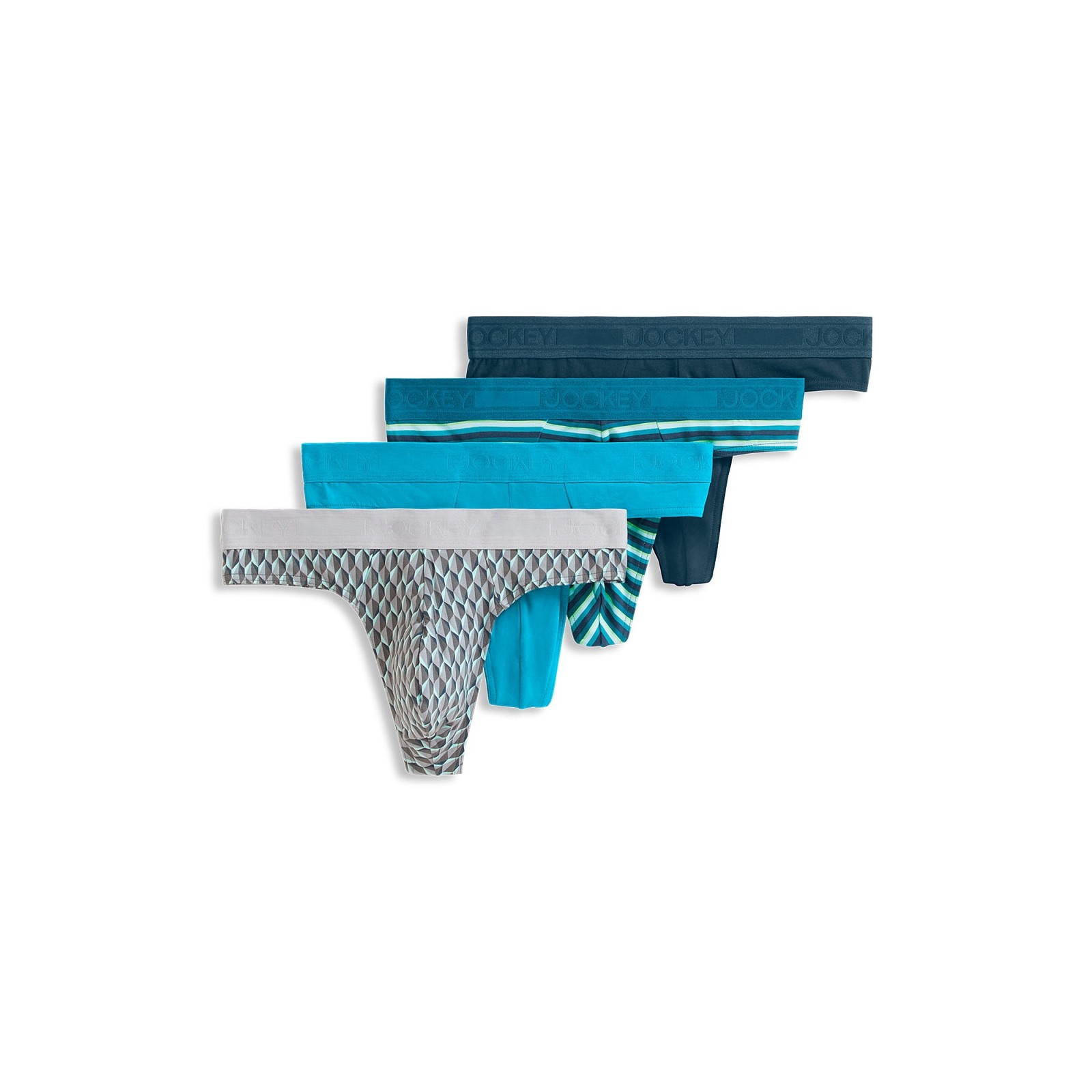 New Jockey Men’s Essentials 4 pack Cotton Stretch Thong Underwear